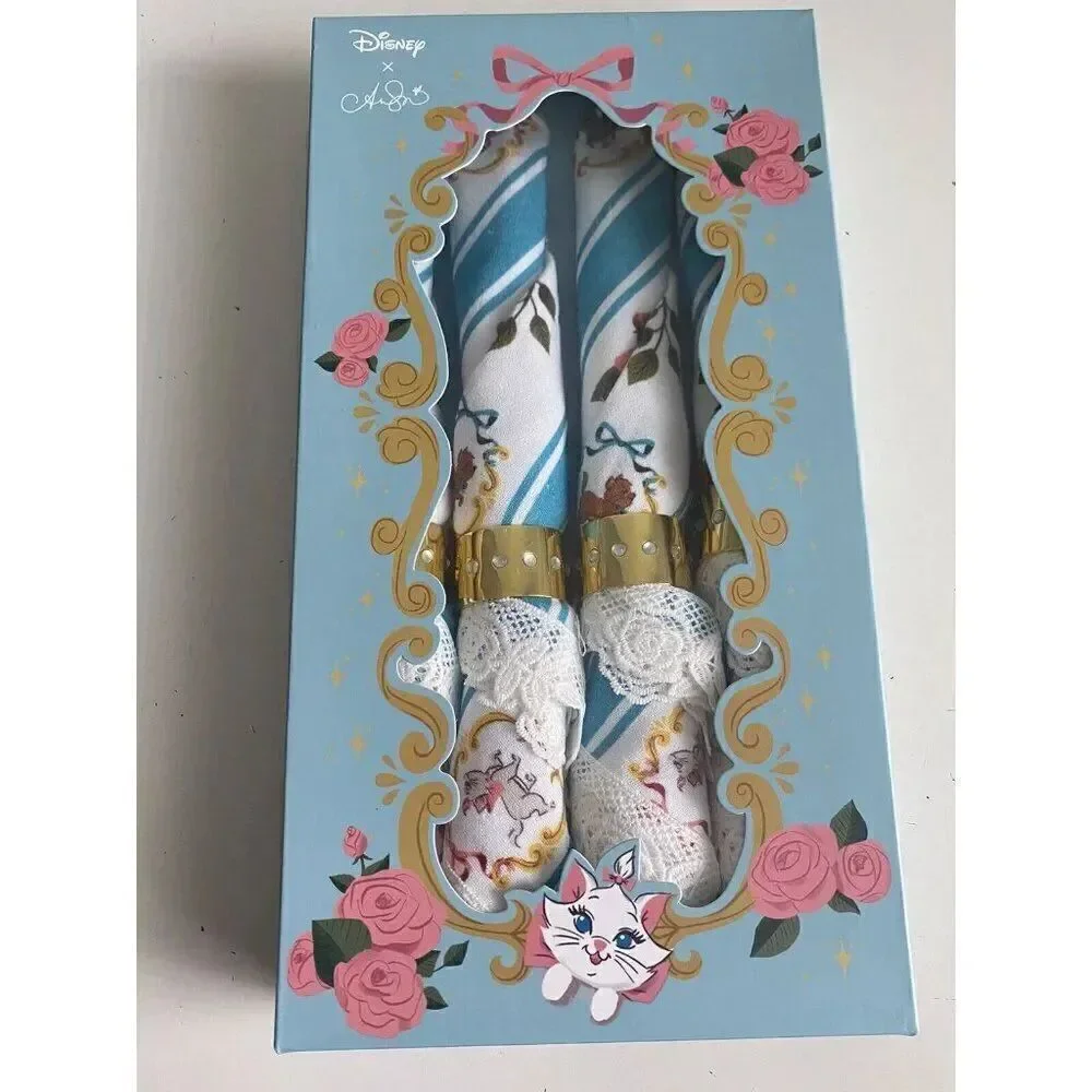 Set Of 4 Disney X‎ Ann Shen Aristocats Fabric Napkins With Rings New In Box